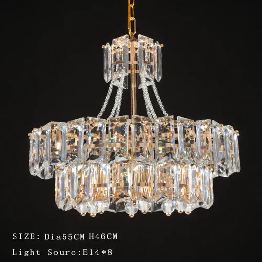 Contemporary LED Crystal Chandelier - Illuminate Your Living Room with Elegant Round and Rectangle Golden Indoor Lighting - DecorGlobe