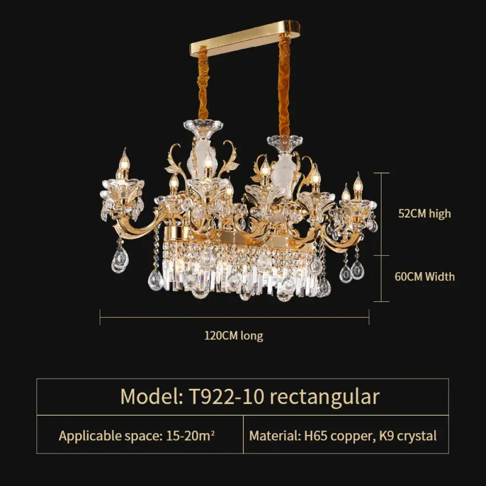 Crystal Candle Chandelier for Living Room and Dining Area 10 Heads L120CM / Cold White Chandelier