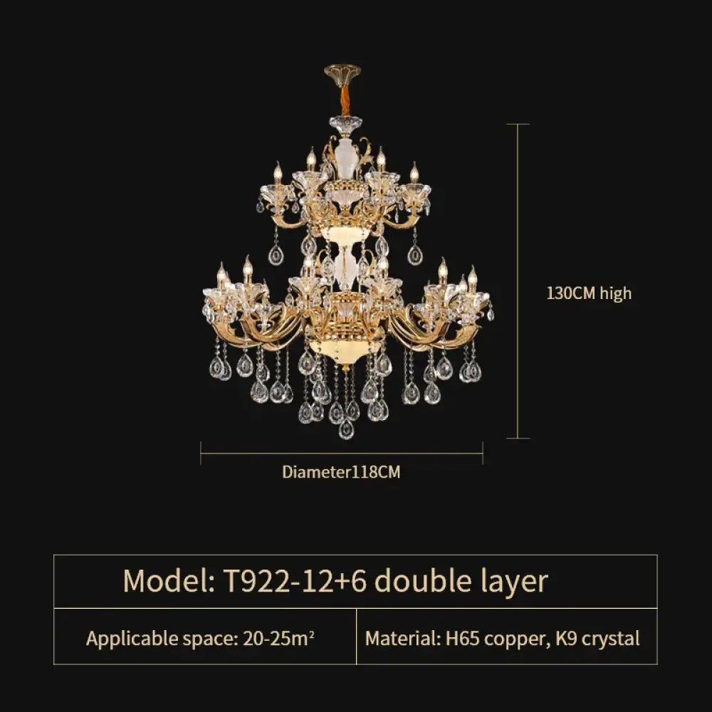 Crystal Candle Chandelier for Living Room and Dining Area 18 Heads D118CM 1 / Cold White Chandelier