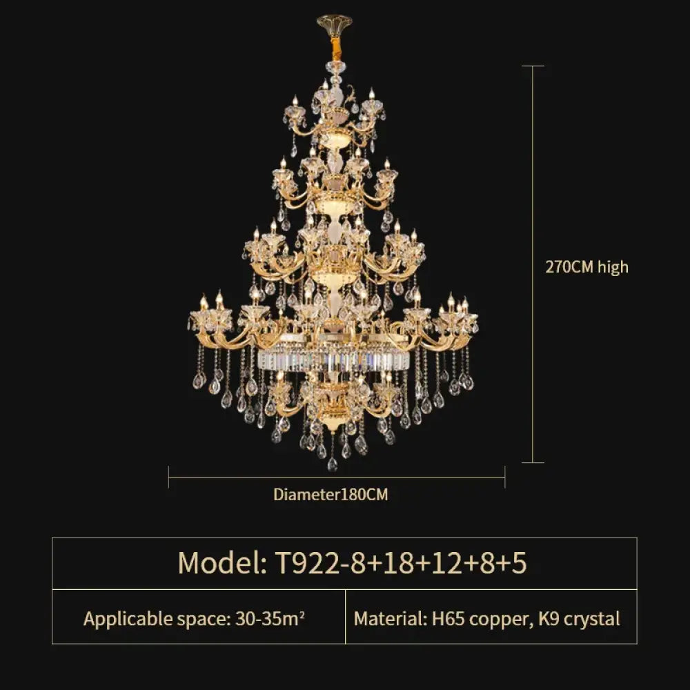 Crystal Candle Chandelier for Living Room and Dining Area 51 Heads D180CM / Cold White Chandelier