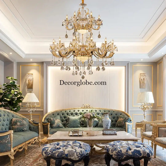 Crystal Candle Chandelier for Living Room and Dining Area Chandelier