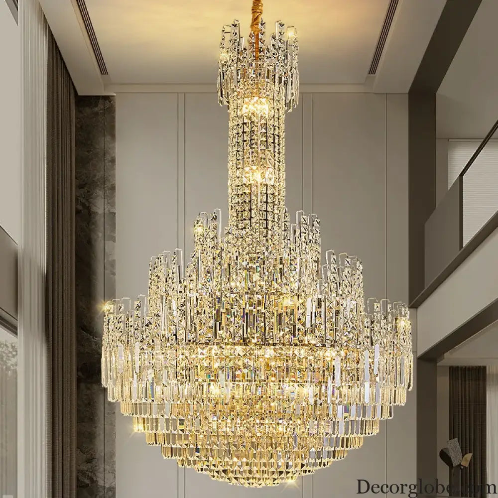 Crystal Chandelier for Duplex Hall and Staircase Lighting Chandelier