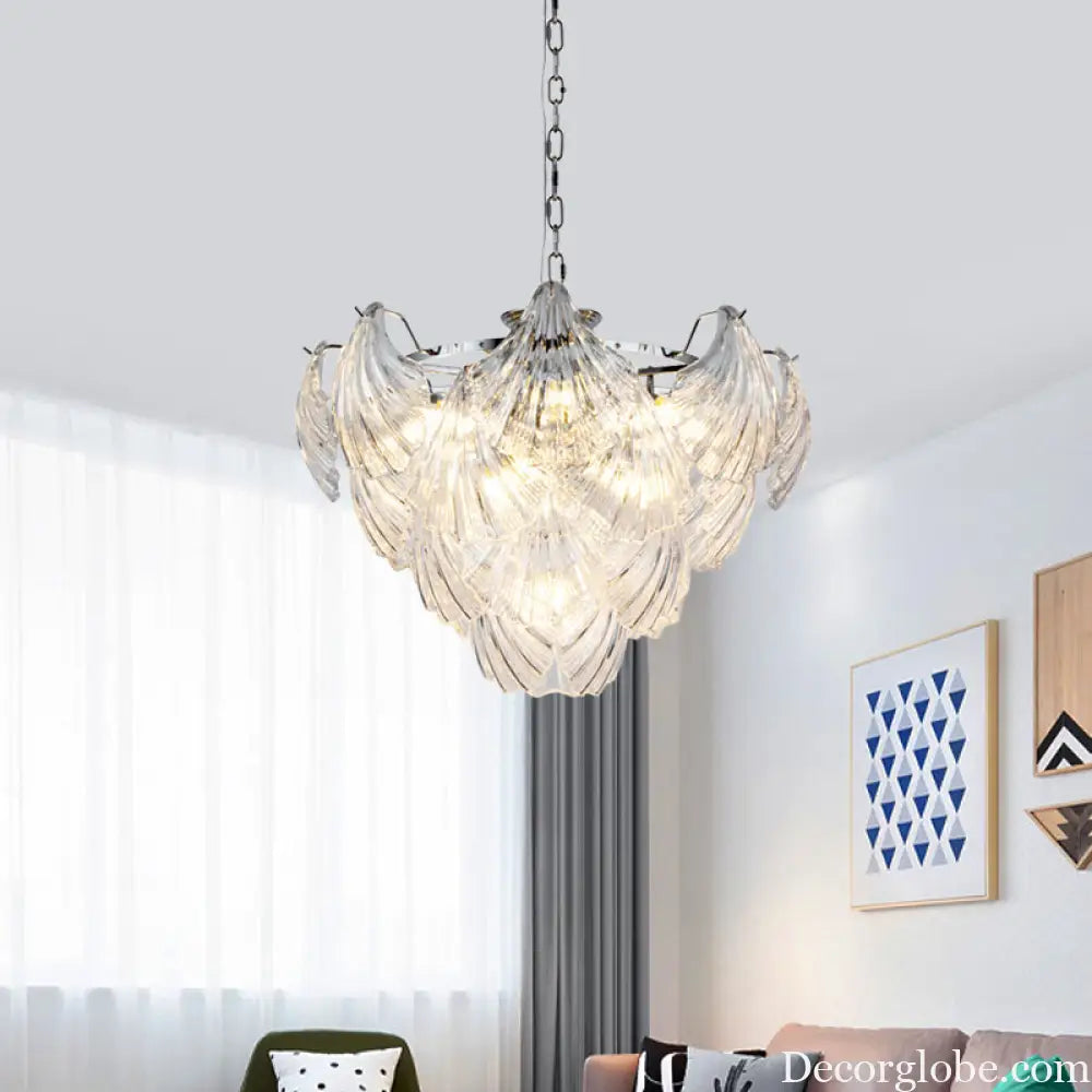 Brielle's Crystal Chandelier - Modern Elegance with Tapered Petals (10 Lights) - DecorGlobe