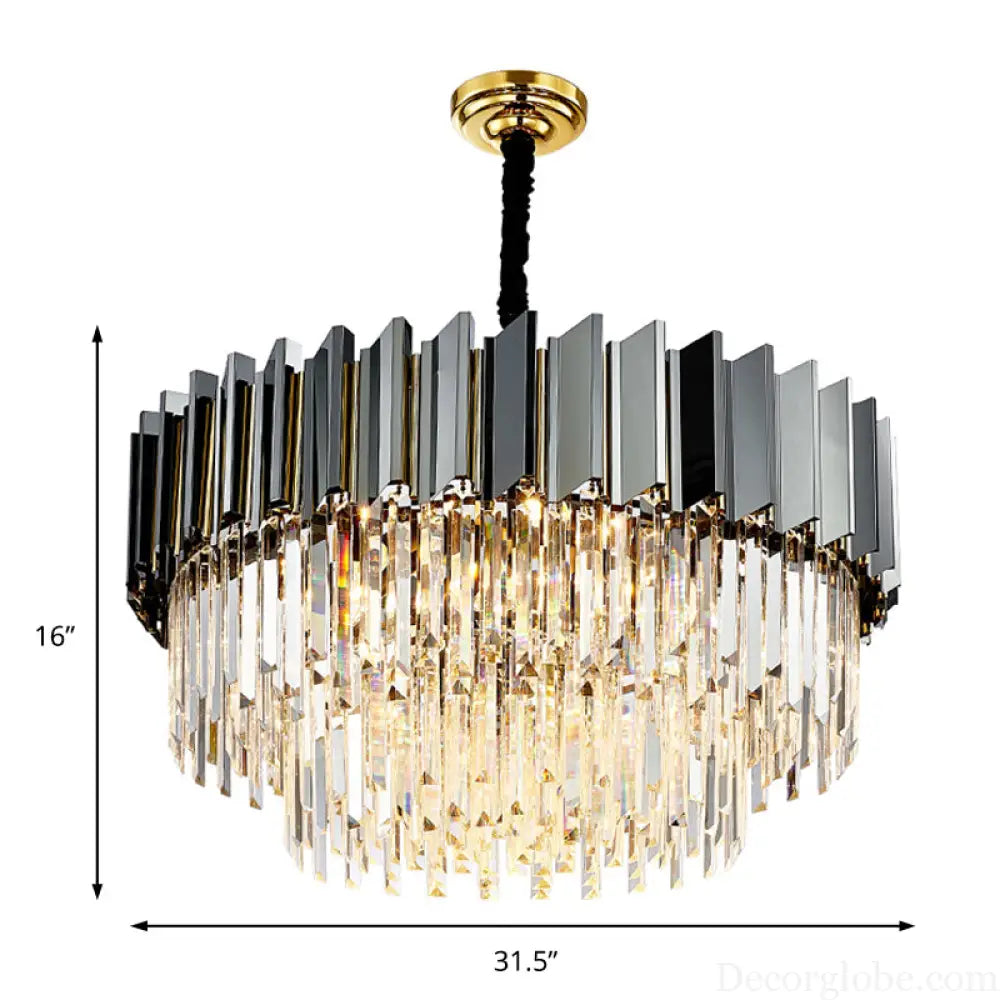 Evelyn's Crystal Chandelier - Modern Elegance with Tiered Design - DecorGlobe