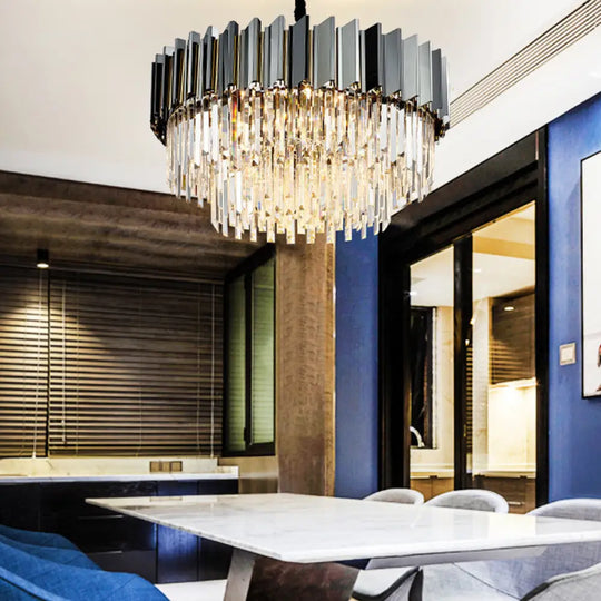 Evelyn's Crystal Chandelier - Modern Elegance with Tiered Design - DecorGlobe