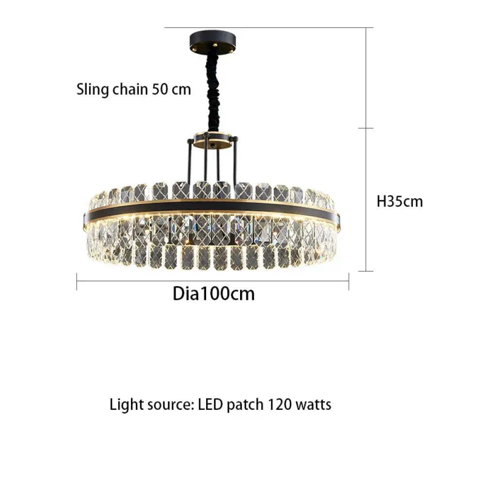 Crystal Chandelier - Modern Minimalist LED Black Leather Design for Living Rooms, Bedrooms, and Dining Spaces - DecorGlobe