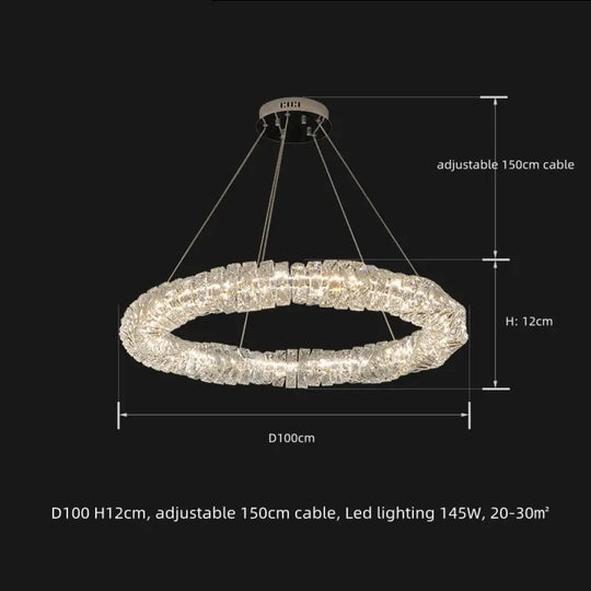 Sophisticated Crystal LED Pendant Lights - Dimmable, Ideal for Living and Dining Rooms - Luxurious Ring Design - DecorGlobe