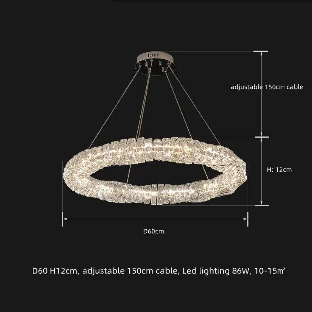 Sophisticated Crystal LED Pendant Lights - Dimmable, Ideal for Living and Dining Rooms - Luxurious Ring Design - DecorGlobe