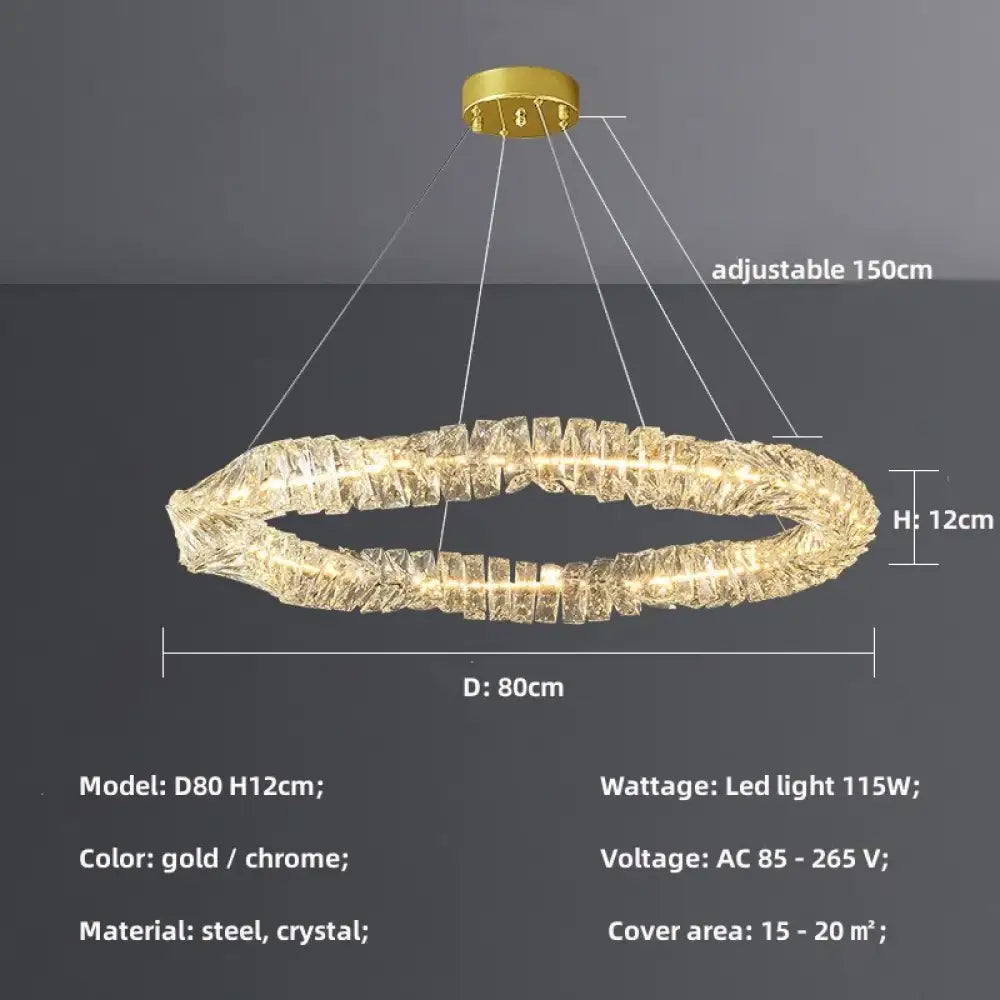 Sophisticated Crystal LED Pendant Lights - Dimmable, Ideal for Living and Dining Rooms - Luxurious Ring Design - DecorGlobe