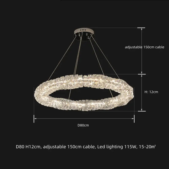 Sophisticated Crystal LED Pendant Lights - Dimmable, Ideal for Living and Dining Rooms - Luxurious Ring Design - DecorGlobe