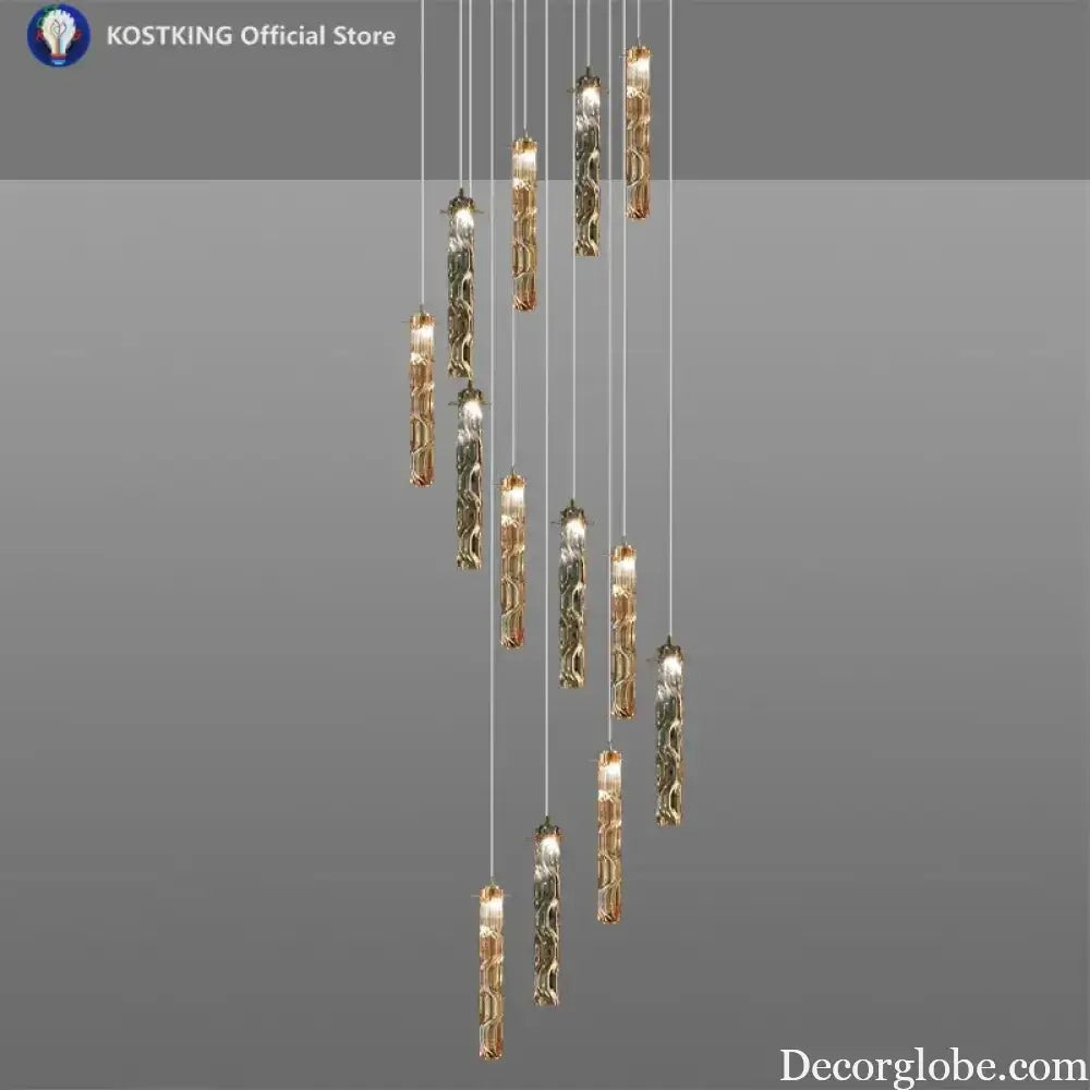 Art Design Spiral Staircase Crystal Chandelier LuxuriousHigh-CeilingDuplex Floor-To-Ceiling Living Room Crystal Large