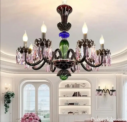Decora Colorful Crystal Chandeliers Modern LED Pendant Lamp For Living Room E14 AC lustres de sala de cristal Home