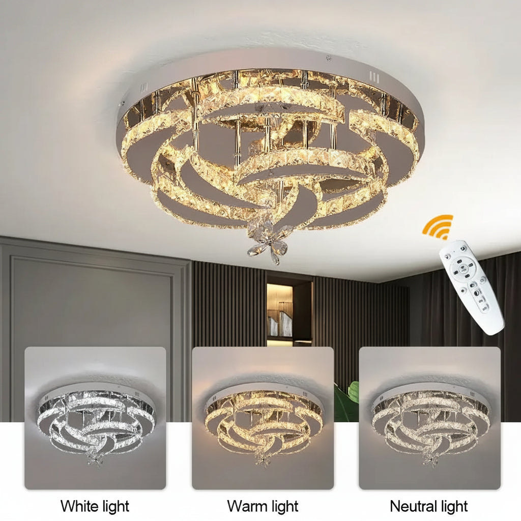 Flower Led Ceiling Lamp Modern Crystal Drop Chandelier Pendant Light Ceiling Light Home Decor Fixtures Living Room RC