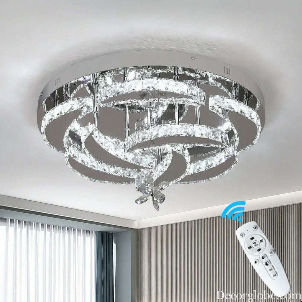 Flower Led Ceiling Lamp Modern Crystal Drop Chandelier Pendant Light Ceiling Light Home Decor Fixtures Living Room RC
