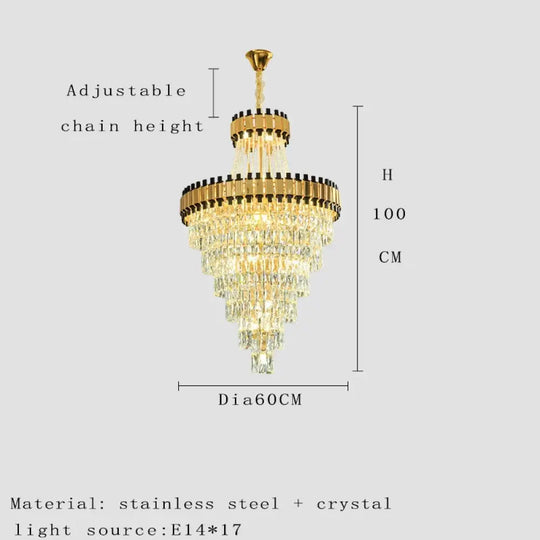 Duplex Building Chandelier - Post-Modern Light Luxury Crystal Elegance for Villas, Living Rooms, and Staircase Illumination - DecorGlobe