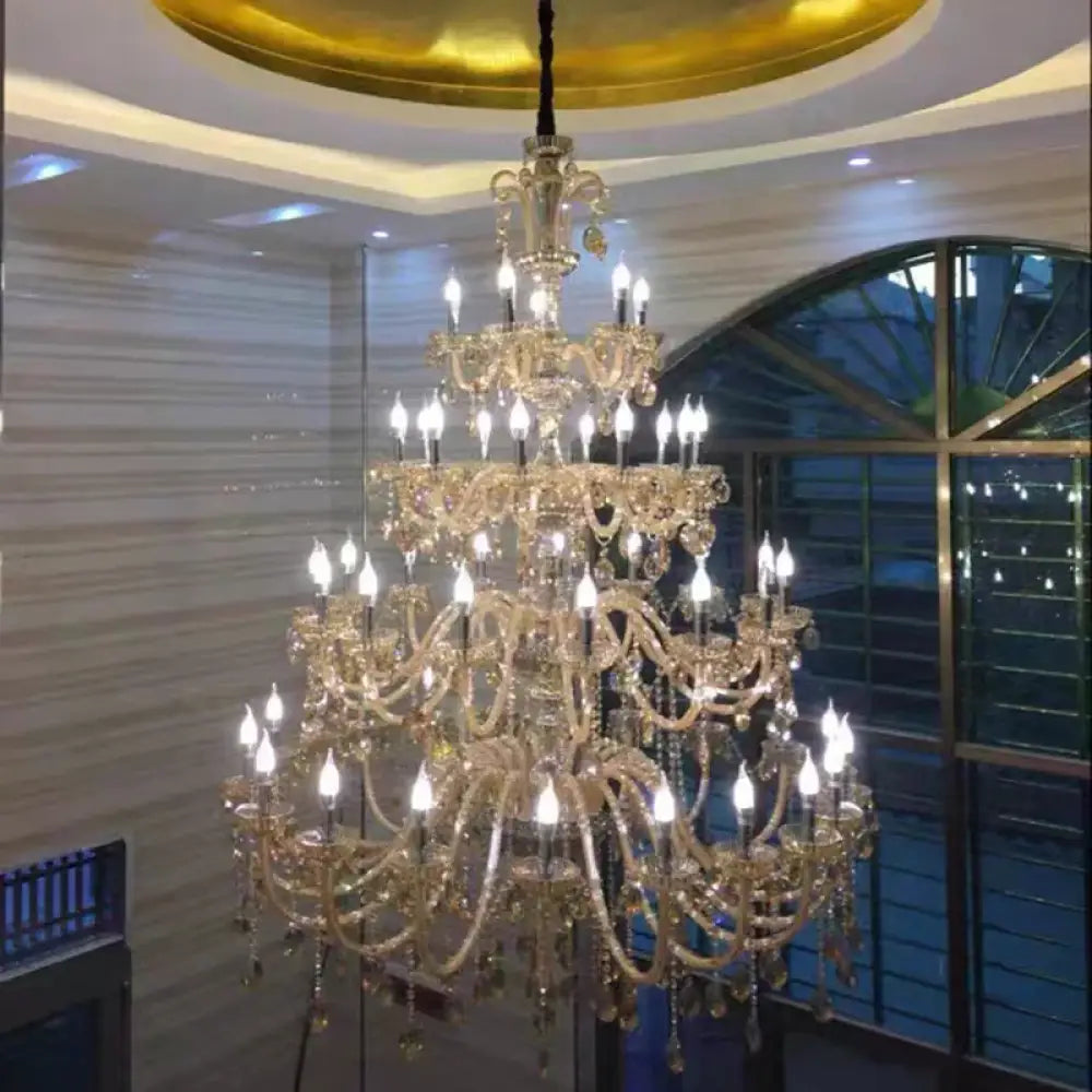 Duplex Crystal Candle Chandelier for Living Room and Staircase Chandelier