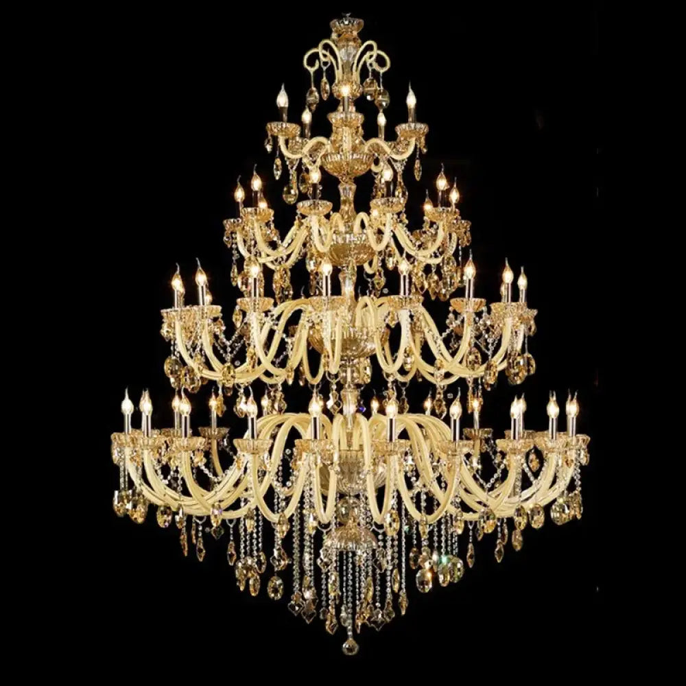 Duplex Crystal Candle Chandelier for Living Room and Staircase 50 lights / Warm light Chandelier