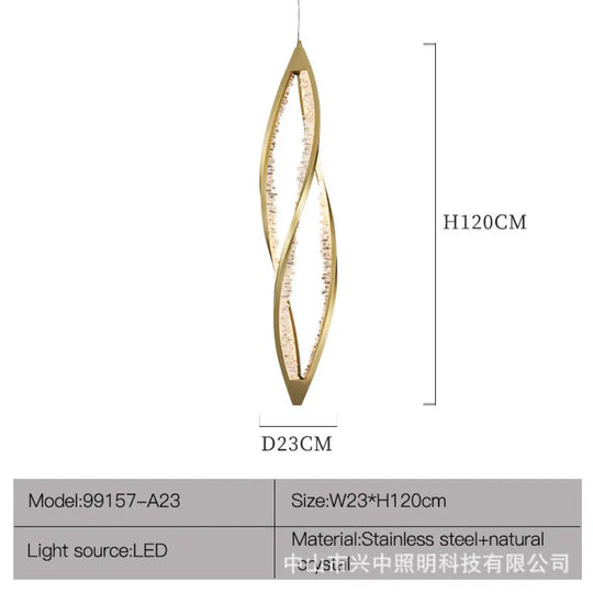 Duplex Staircase Long Crystal Chandelier for Loft &amp; Open-Air Spaces D23 H120cm