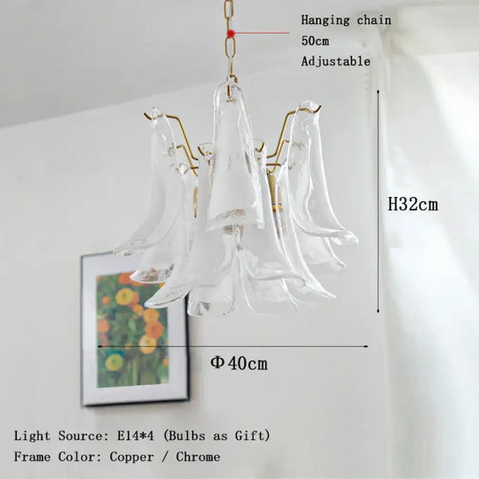 Elara White Petal Glass LED Chandelier for Staircase & Villa Décor - DecorGlobe