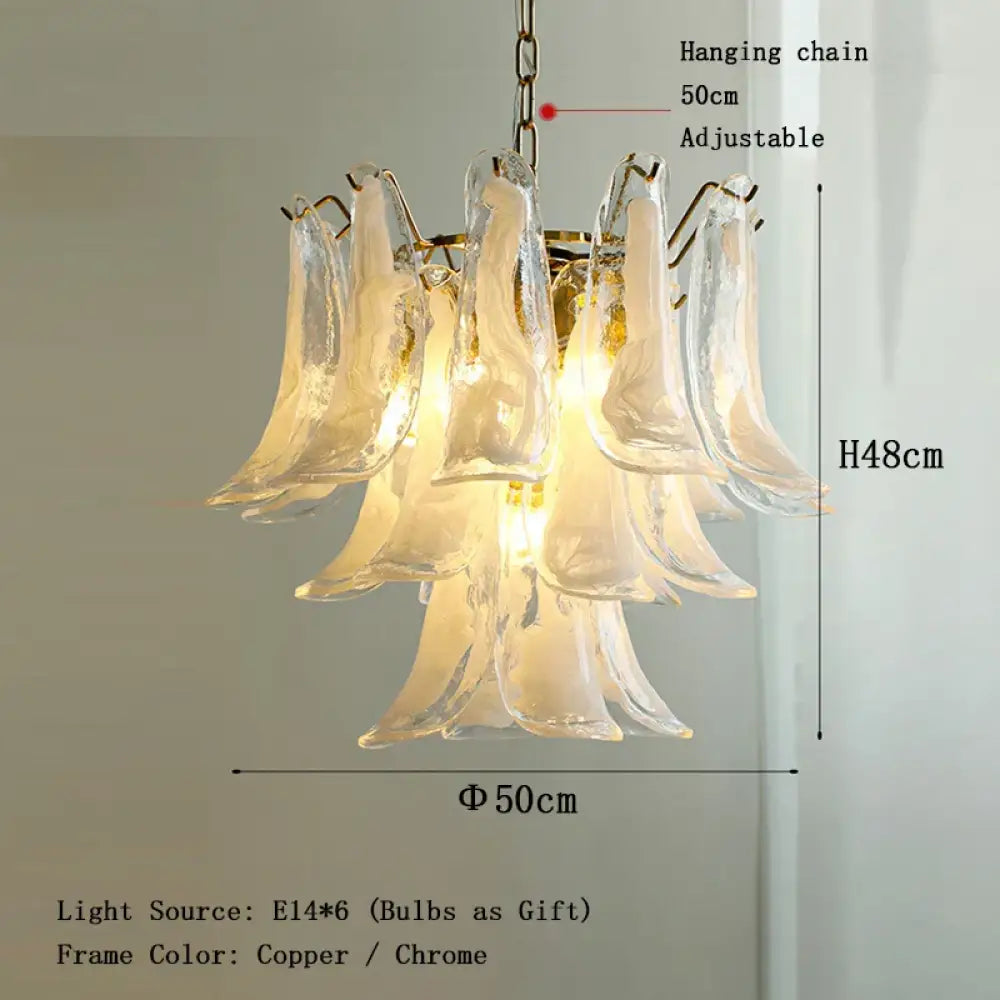 Elara White Petal Glass LED Chandelier for Staircase & Villa Décor - DecorGlobe