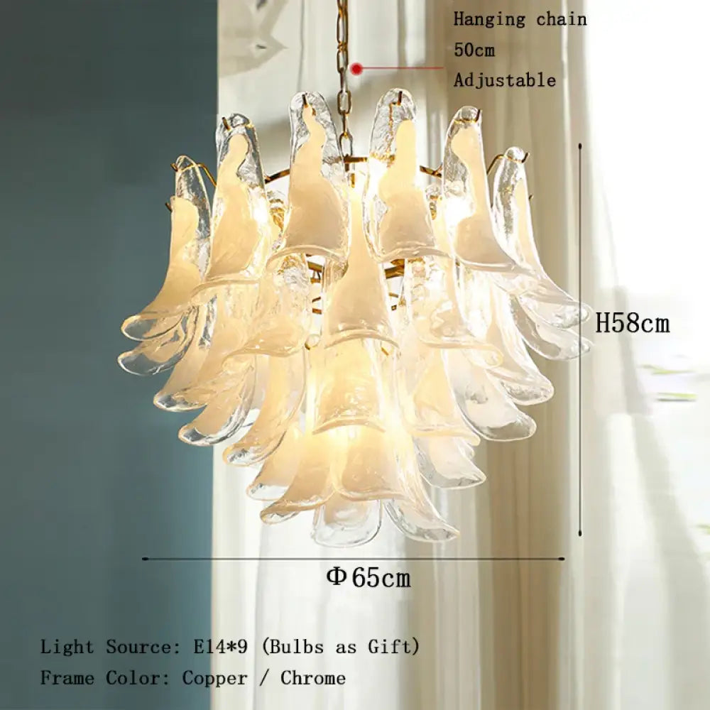 Elara White Petal Glass LED Chandelier for Staircase & Villa Décor - DecorGlobe