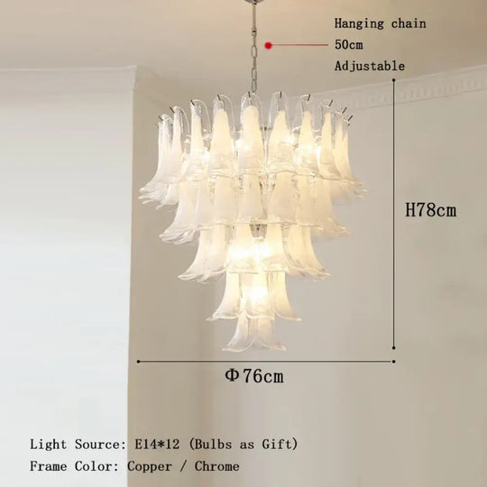 Elara White Petal Glass LED Chandelier for Staircase & Villa Décor - DecorGlobe