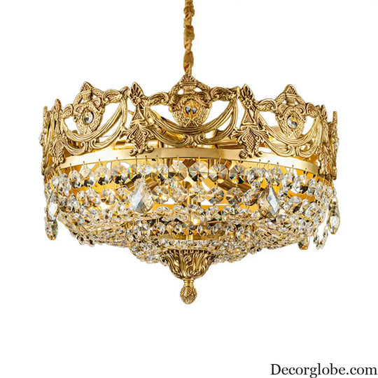 Eleanor French Crown Crystal Copper Chandelier for Living Room Diameter 45cm height 28cm Chandelier
