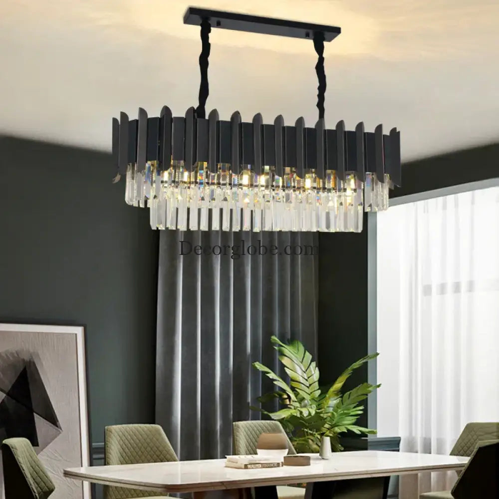 Elegant Black Crystal Chandelier - A Postmodern Light Luxury Addition for Modern Living Rooms and Bedrooms - DecorGlobe