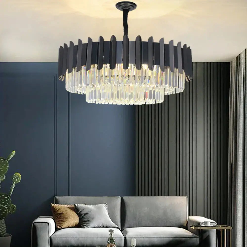 Elegant Black Crystal Chandelier - A Postmodern Light Luxury Addition for Modern Living Rooms and Bedrooms - DecorGlobe