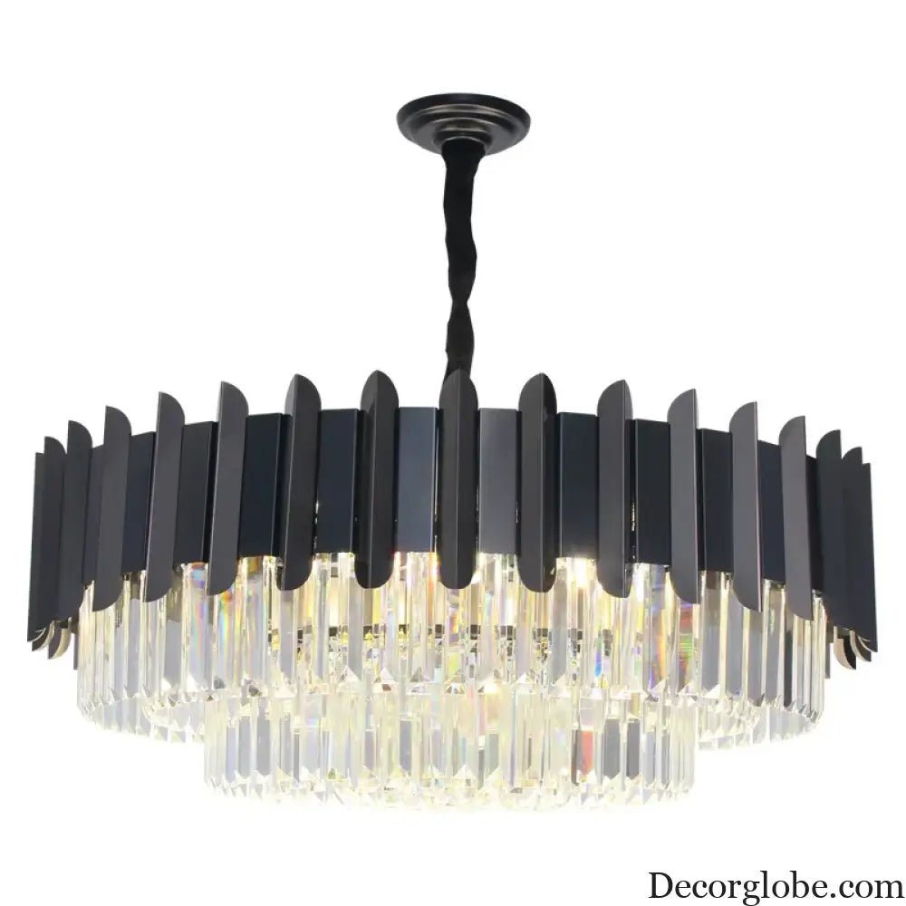 Elegant Black Crystal Chandelier - A Postmodern Light Luxury Addition for Modern Living Rooms and Bedrooms - DecorGlobe