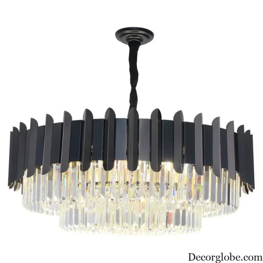 Elegant Black Crystal Chandelier - A Postmodern Light Luxury Addition for Modern Living Rooms and Bedrooms - DecorGlobe