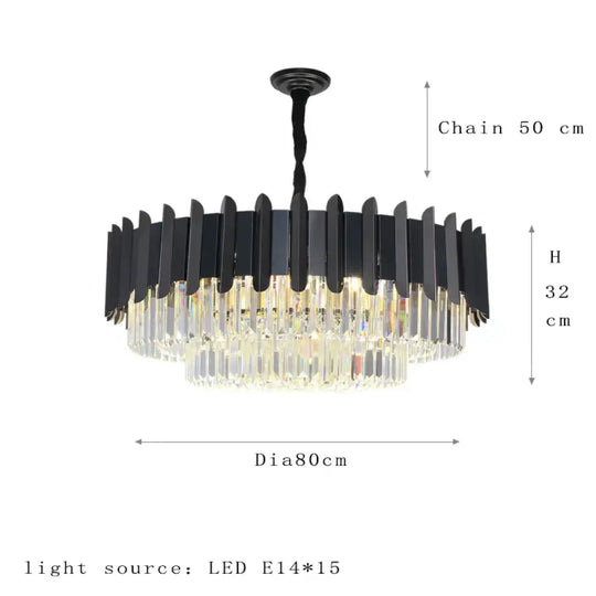 Elegant Black Crystal Chandelier - A Postmodern Light Luxury Addition for Modern Living Rooms and Bedrooms - DecorGlobe