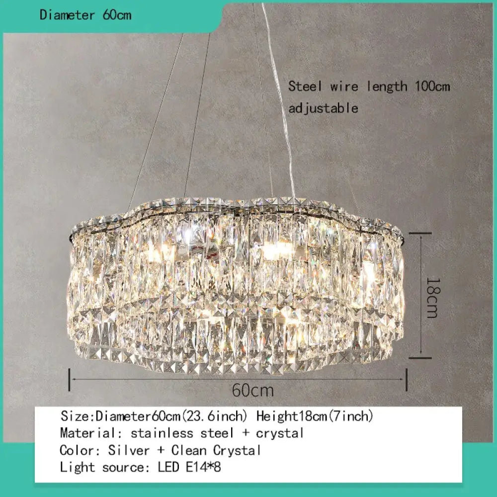 Elegant Chrome Stainless Steel K9 Crystal Chandelier - A Modern Luxury Lighting Fixture for Living Rooms, Bedrooms, and Dining Spaces - DecorGlobe