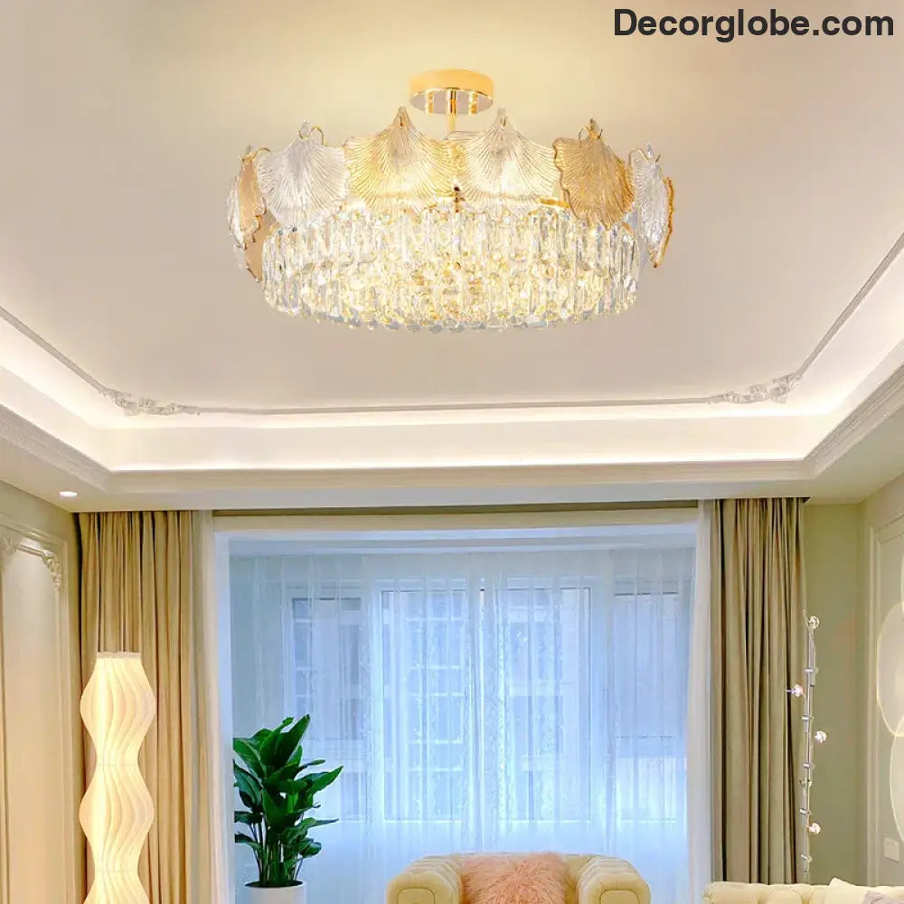 Elegant Crystal Ceiling Chandelier with LED Lighting - Luxury Home Decoration for Living Rooms, Bedrooms, and Restaurants - DecorGlobe