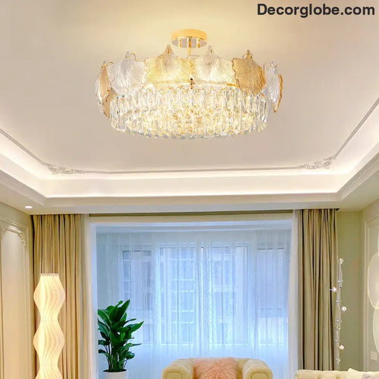 Elegant Crystal Ceiling Chandelier with LED Lighting - Luxury Home Decoration for Living Rooms, Bedrooms, and Restaurants - DecorGlobe
