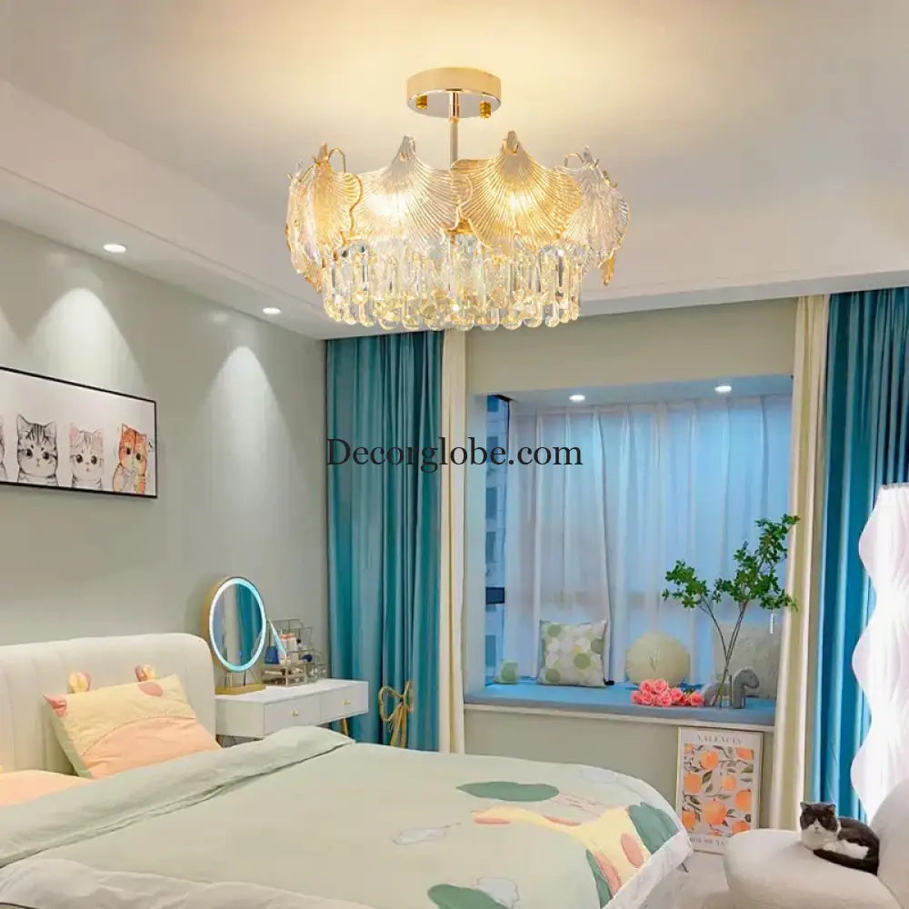 Elegant Crystal Ceiling Chandelier with LED Lighting - Luxury Home Decoration for Living Rooms, Bedrooms, and Restaurants - DecorGlobe