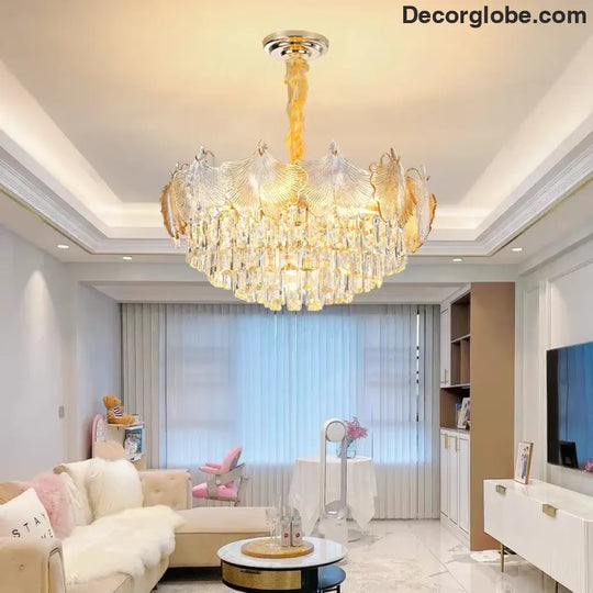 Elegant Crystal Ceiling Chandelier with LED Lighting - Luxury Home Decoration for Living Rooms, Bedrooms, and Restaurants - DecorGlobe