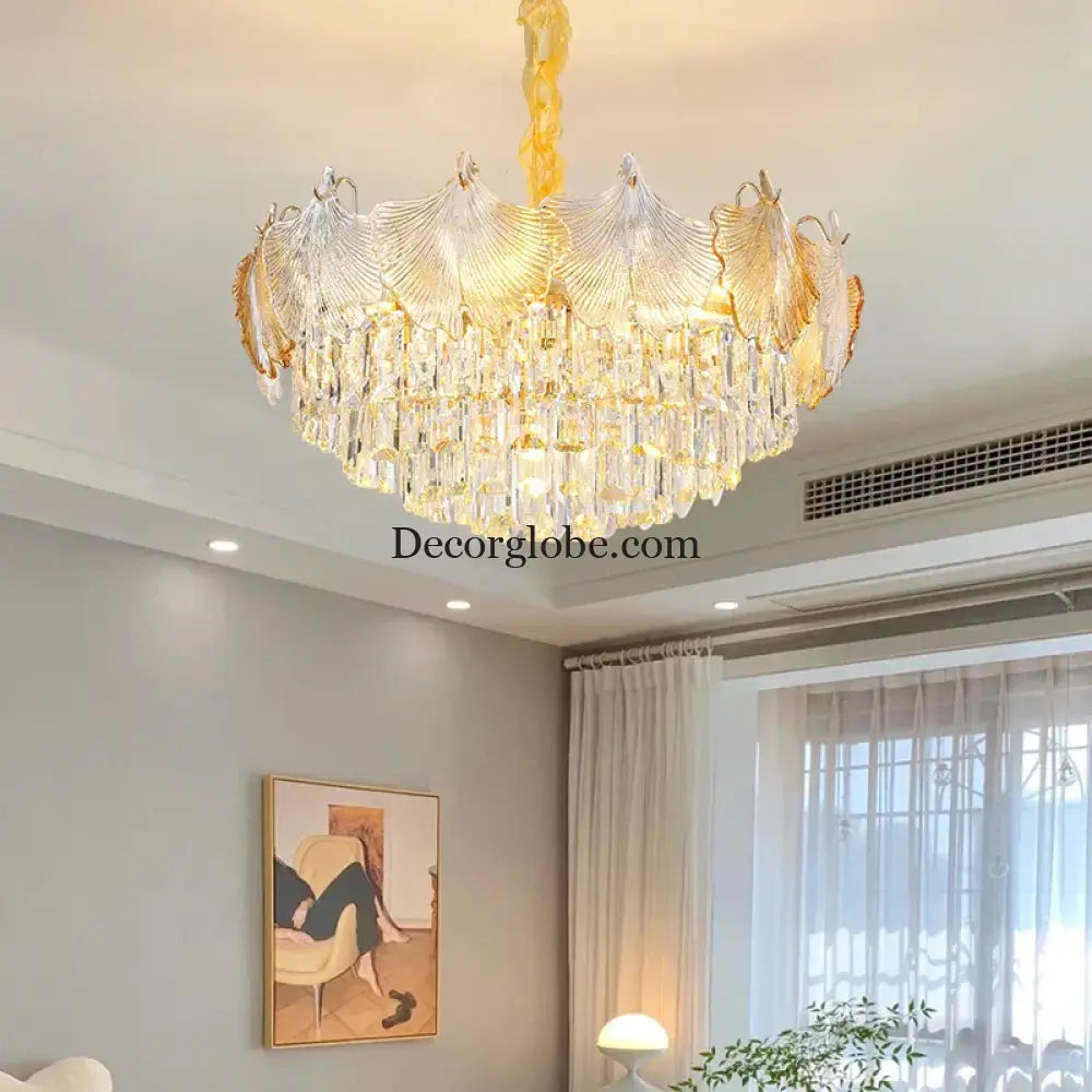 Elegant Crystal Ceiling Chandelier with LED Lighting - Luxury Home Decoration for Living Rooms, Bedrooms, and Restaurants - DecorGlobe