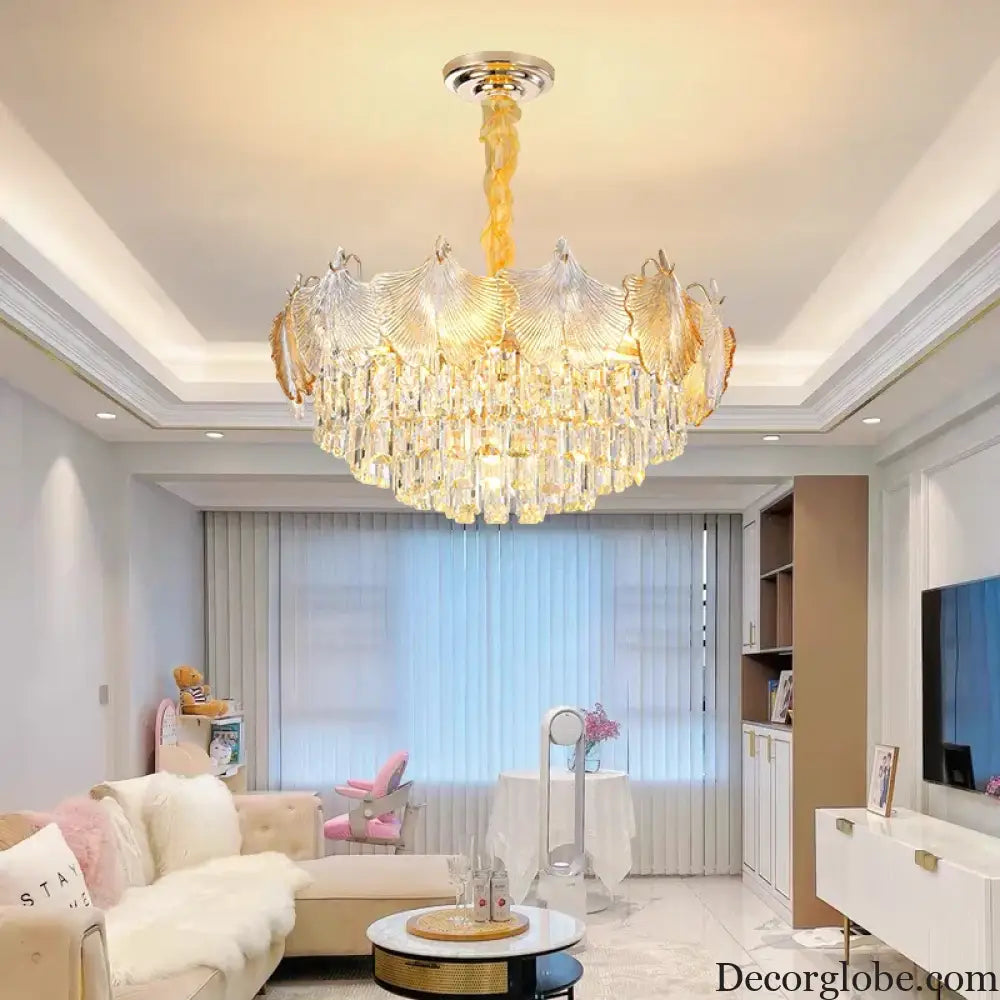 Elegant Crystal Ceiling Chandelier with LED Lighting - Luxury Home Decoration for Living Rooms, Bedrooms, and Restaurants - DecorGlobe
