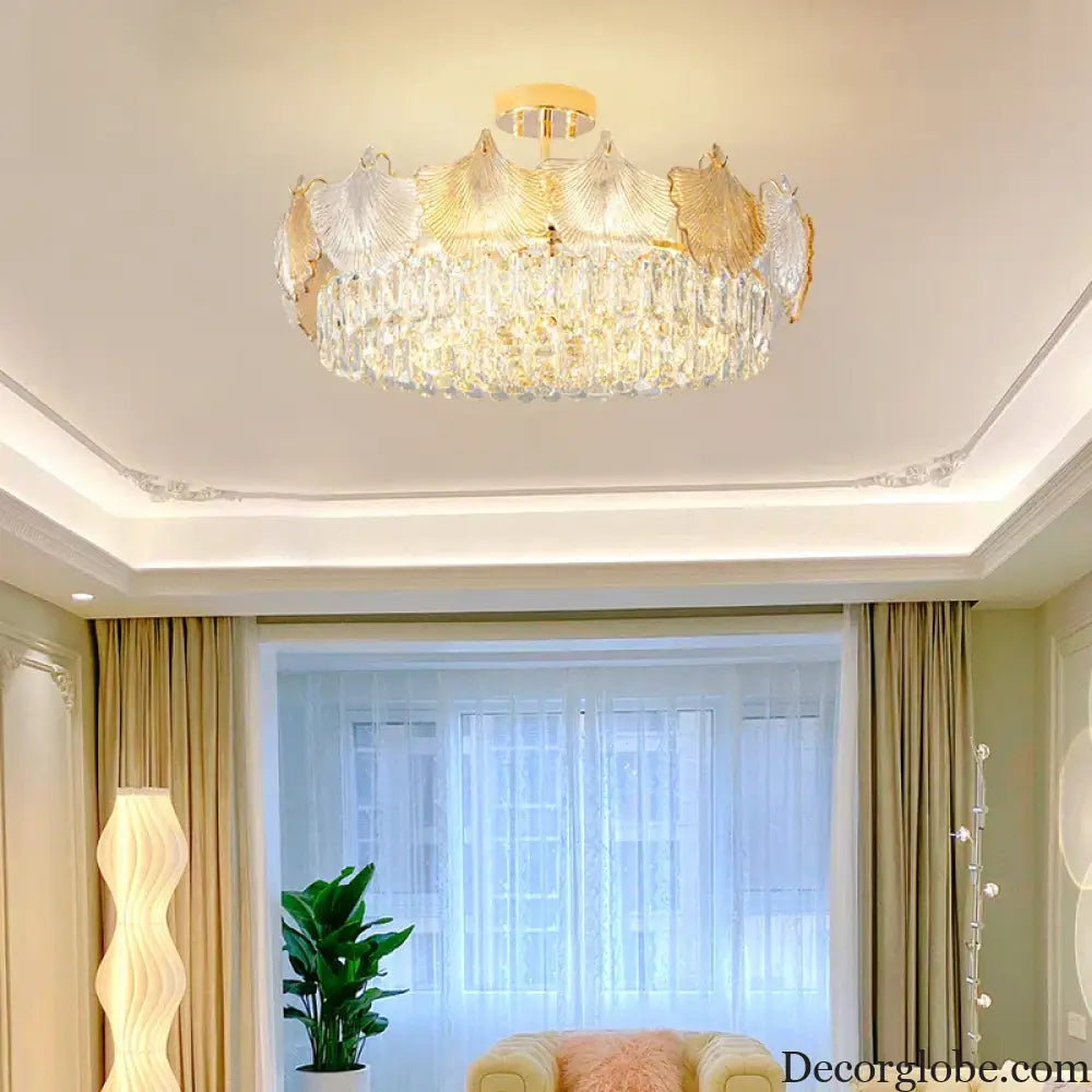 Elegant Crystal Ceiling Chandelier with LED Lighting - Luxury Home Decoration for Living Rooms, Bedrooms, and Restaurants - DecorGlobe