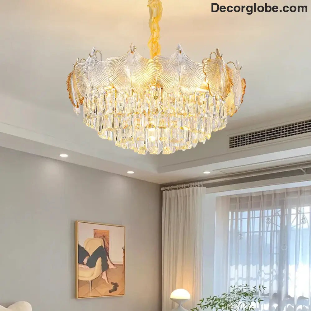 Elegant Crystal Ceiling Chandelier with LED Lighting - Luxury Home Decoration for Living Rooms, Bedrooms, and Restaurants - DecorGlobe