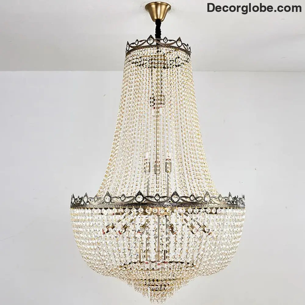 Elegant Crystal Chandelier for Duplex Buildings - A Modern Luxury Fixture for Living Rooms, Dining Spaces, Hotels, and Special Events - DecorGlobe