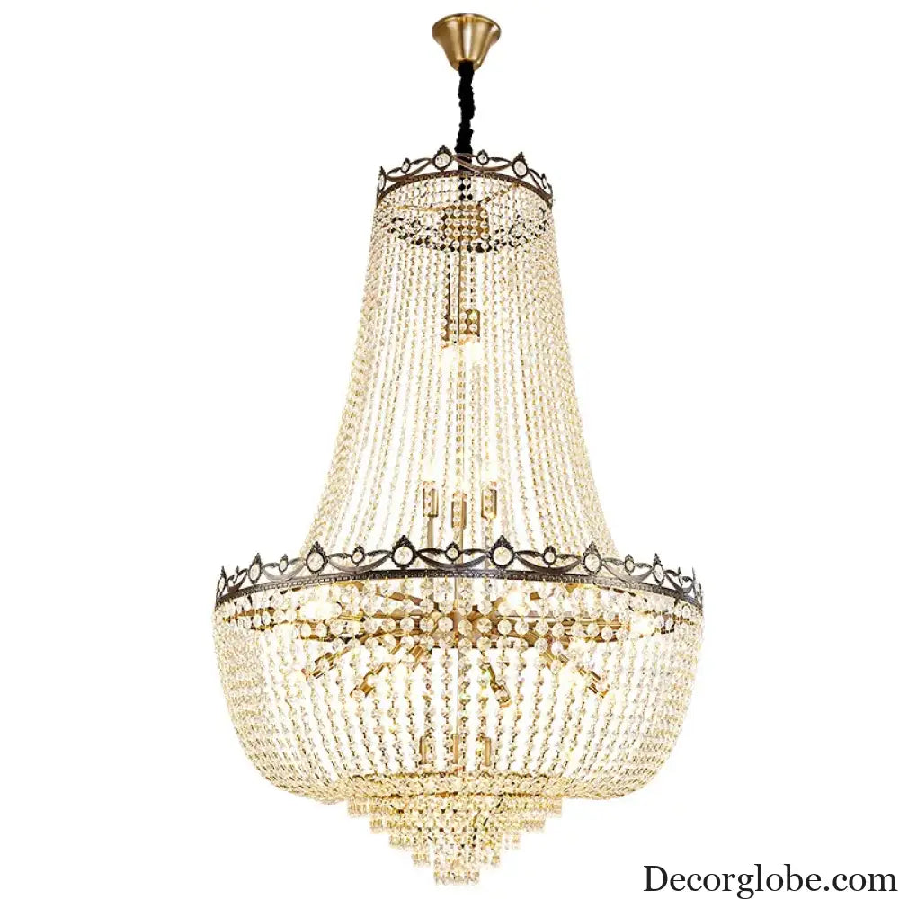 Elegant Crystal Chandelier for Duplex Buildings - A Modern Luxury Fixture for Living Rooms, Dining Spaces, Hotels, and Special Events - DecorGlobe