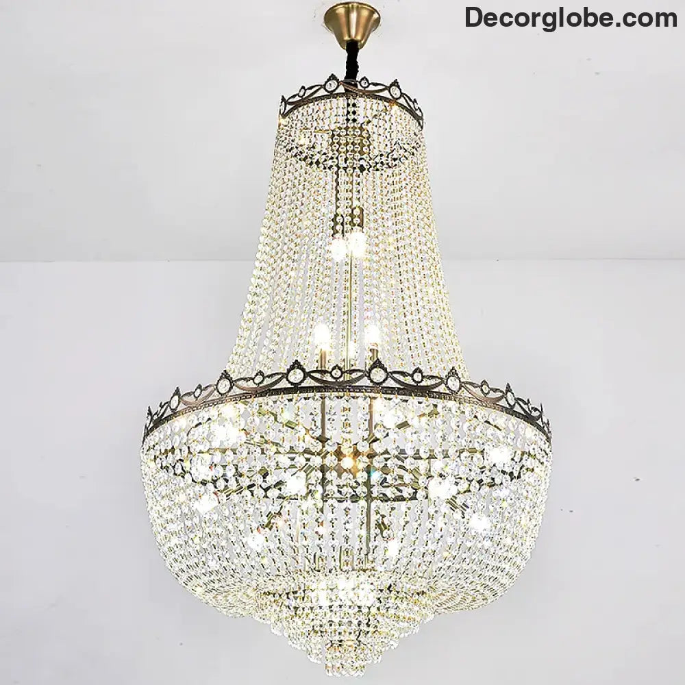 Elegant Crystal Chandelier for Duplex Buildings - A Modern Luxury Fixture for Living Rooms, Dining Spaces, Hotels, and Special Events - DecorGlobe