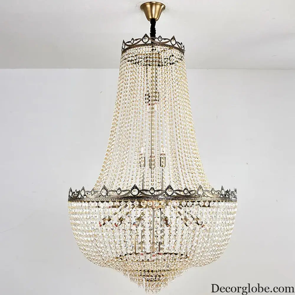 Elegant Crystal Chandelier for Duplex Buildings - A Modern Luxury Fixture for Living Rooms, Dining Spaces, Hotels, and Special Events - DecorGlobe