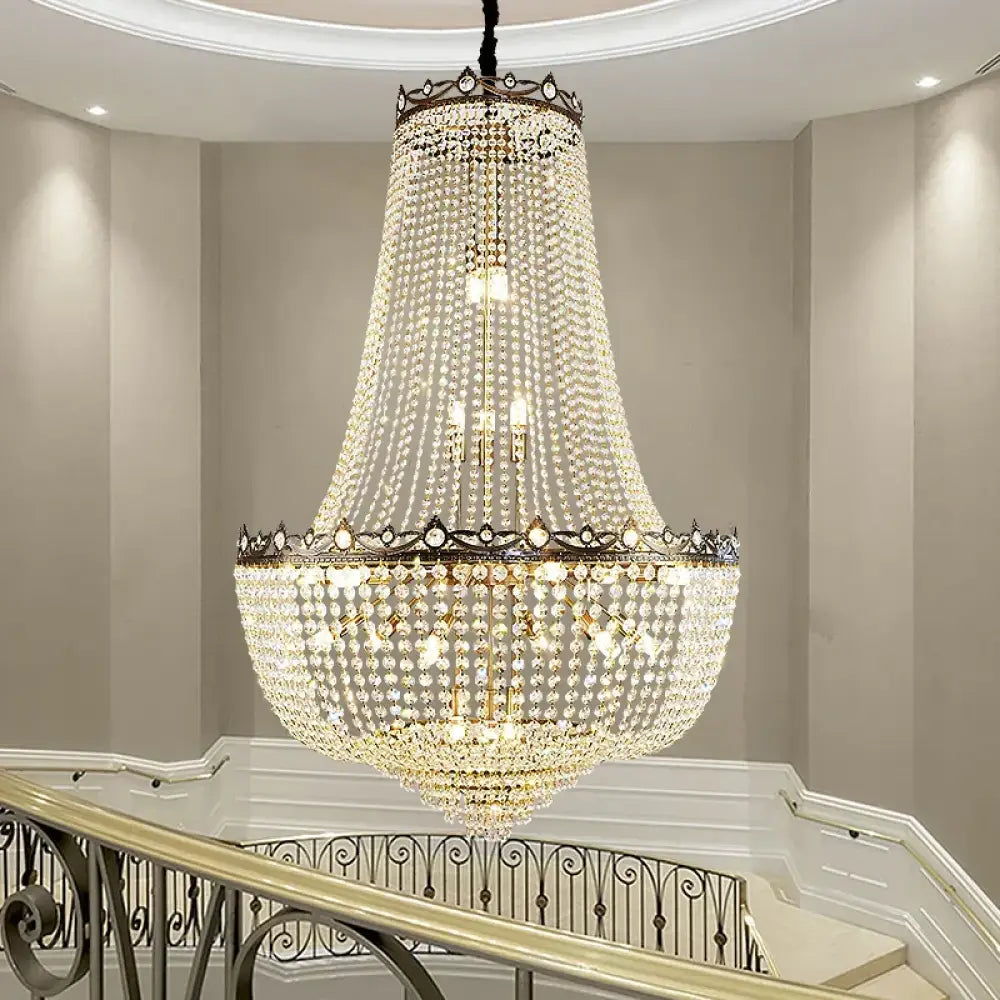 Elegant Crystal Chandelier for Duplex Buildings - A Modern Luxury Fixture for Living Rooms, Dining Spaces, Hotels, and Special Events - DecorGlobe