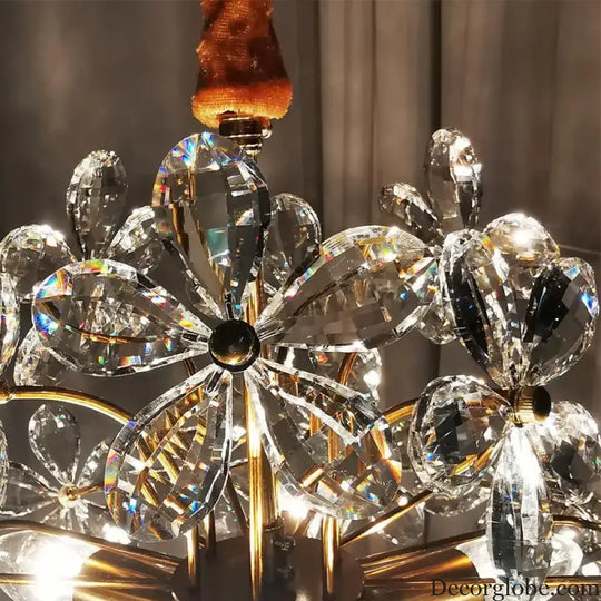 Elegant Crystal Flower Chandelier - New Style Dream with French Pastoral and American Retro Flair for Bedroom and Dining Room - DecorGlobe