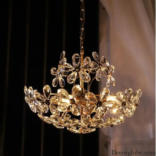 Elegant Crystal Flower Chandelier - New Style Dream with French Pastoral and American Retro Flair for Bedroom and Dining Room - DecorGlobe