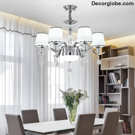 Elegant European Chrome Crystal Chandelier - A Postmodern Simple Fixture for Living Rooms, Dining Spaces, and Bedrooms - DecorGlobe