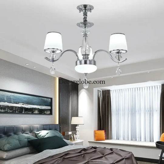 Elegant European Chrome Crystal Chandelier - A Postmodern Simple Fixture for Living Rooms, Dining Spaces, and Bedrooms - DecorGlobe